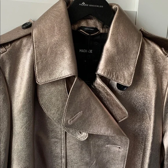 🔥🔥🔥 Mackage Mely leather trench coat in rose gold (quartz), size S 🔥🔥🔥 - Picture 8 of 14